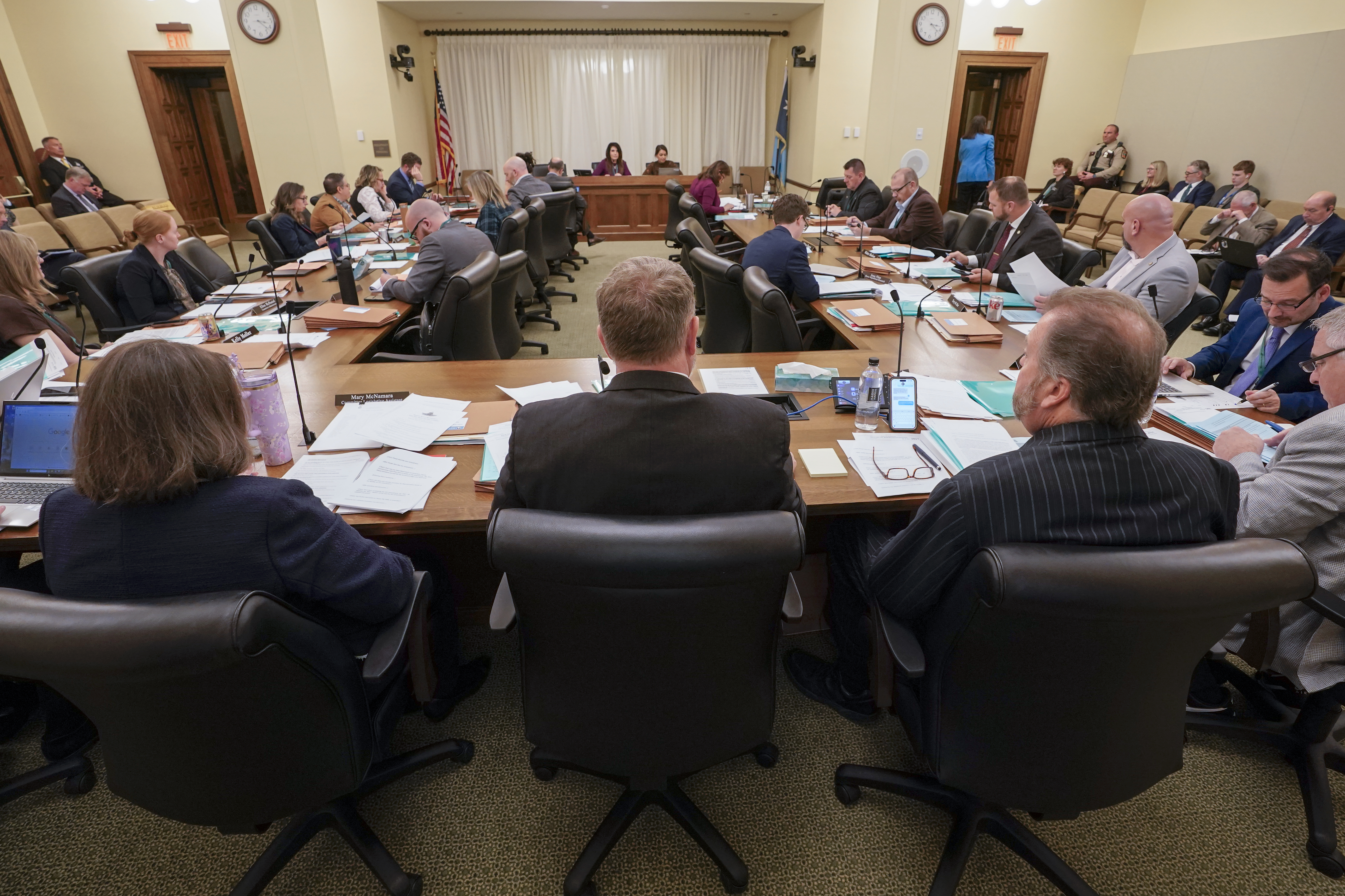 The House Public Safety Finance and Policy Committee meets March 25 to work on several bills, including the public safety policy package. (Photo by Michele Jokinen)